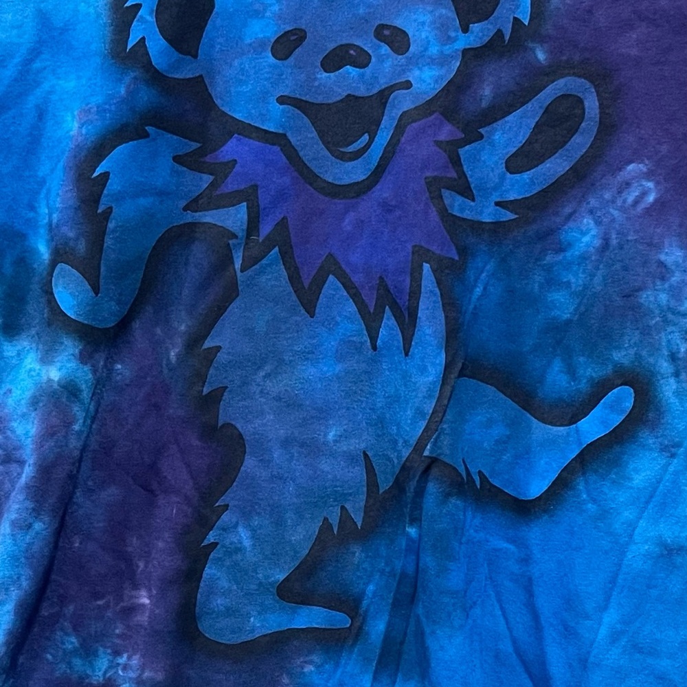 Grateful Dead Liquid Blue Big Bear Dancing Bear Tie Dye Tee - Blue and Purple - Picture 2 of 7